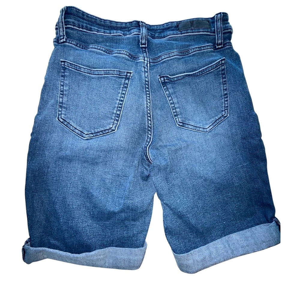 DKNY Jeans Women's Size 4 Medium Wash Cuffed Denim Bermuda Shorts Blue